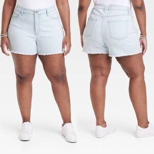 Size 16 - Womens High-Rise Denim Shorts - Ava Viv - Light Wash